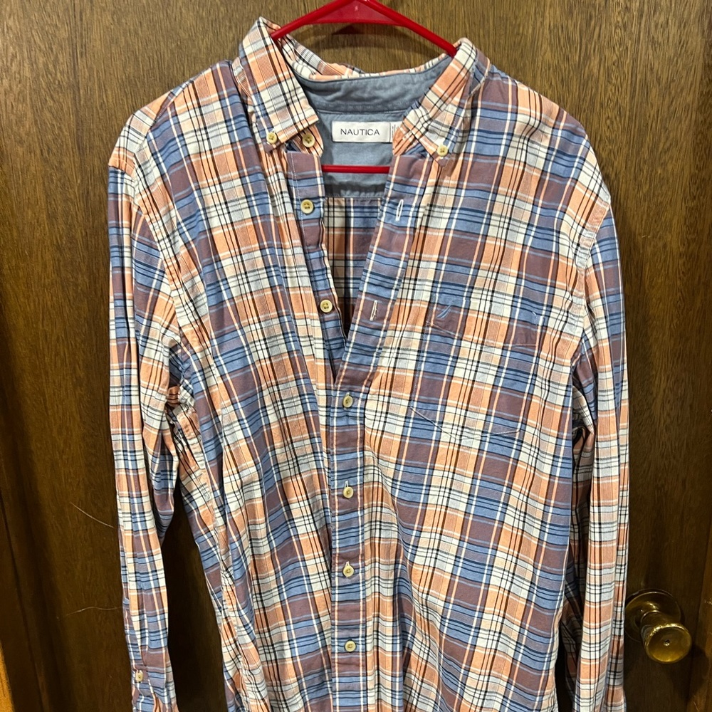 Nautica long sleeve button up shirt.